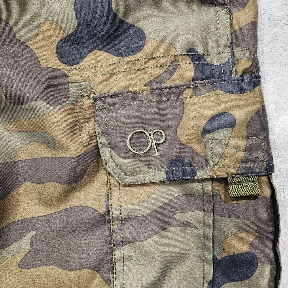Op Swim Trunks Mens 2XL Green Camo Cargo Lined Drawstring Pockets Beach Summer